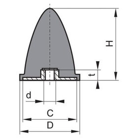 elko - Gummi-Anschlagpuffer GP DP M4 x 12, 15 x 15mm