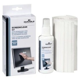 DURABLE - Screenclean-Set, 125ml, 570700, Pck = 1 Fl Reinigungsspray+ 20 Vliestücher