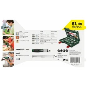 Bosch - V-Line TiN-Bohrer- und Bit-Set, 91-teilig, Ratschen-Schraubendreher, Magnetstab (2607017195)