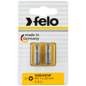 FELO - Bit, Industrie C 6,3 x 25mm, 2 Stück auf Karte PH 1