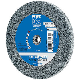 PFERD - POLINOX verpresstes Vlies-Rad PNER Ø 75X6 mm Bohrung-Ø 6 mm Weich SIC Fein für Finish