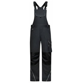 James & Nicholson - Workwear Latzhose Materialmix JN879, carbon, Größe 46