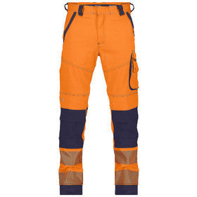 Dassy® - Aruba Stretch-Warnschutzbundhose mit Kniepolstertaschen, Größe 58, NEONORANGE/DUNKELBLAU