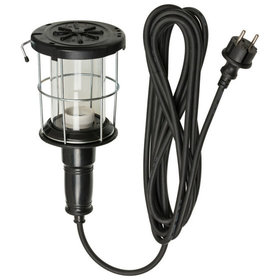 brennenstuhl® - Handleuchte / Werkstattlampe aus Hartgummi mit stabilem Schutzkorb (60 W, 146 mm Durchmesser, 5m Kabel, Made in Germany) schwarz