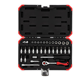 GEDORE red® - Steckschlüsselsatz, 33-teilig, Umschaltknarre, Steckschlüssel und Bitsatz, 1/4"