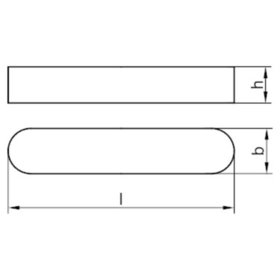 Passfeder DIN 6885 Form A o. Bohrung rundstirnig Stahl C45+C blank 25 100 x 14