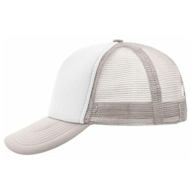 James & Nicholson - 5 Panel Mesh Cap MB070, weiß/hellgrau, Einheitsgröße