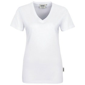HAKRO - Damen V-Shirt Classic 126, weiß, Größe XS