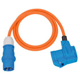 brennenstuhl® - Camping CEE-Adapterleitung mit CEE-Stecker und Winkelkupplung inkl. Schutzkontakt-Kombisteckdose (1,5m Kabel, orange, 230V/16A)