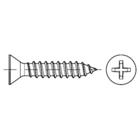 Senkkopf-Blechschraube mit Kreuzschlitz ISO 7050 Edelstahl A2 C-H 2,9 x 9,5mm