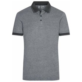 James & Nicholson - Herren Melange Poloshirt JN706, schwarz-melange/schwarz, Größe L