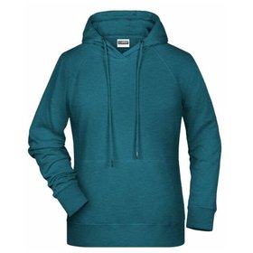 James & Nicholson - Damen Kapuzensweatshirt 8023, petrol-melange, Größe XL