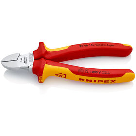 KNIPEX® - Seitenschneider verchromt, isoliert mit Mehrkomponenten-Hüllen, VDE-geprüft 160 mm 7006160