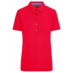 James & Nicholson - Damen Used Look Poloshirt JN711, rot/blau/weiß, Größe L