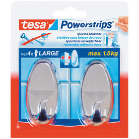 tesa® - Powerstrips Haken Large Oval chrom