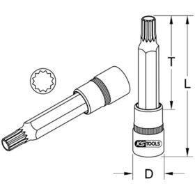 KSTOOLS® - 1/2" Bit-Stecknuss XZN, M6, 110mm