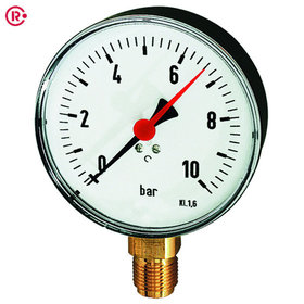RIEGLER® - Standardmanometer, Stahlblech, G 1/2" unten, 0-16,0 bar, Ø 160