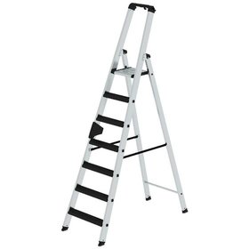 MUNK Günzburger Steigtechnik - Stufen-Stehleiter einseitig begehbar mit clip-step relax 7 Stufen