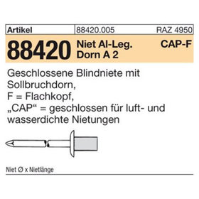 Blindniete ART 88420 CAP - Alu/A 2 3,2 x 8 S