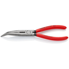 KNIPEX® - Flachrundzange mit Schneide (Storchschnabelzange) schwarz atramentiert, mit Kunststoff überzogen 200 mm 2621200