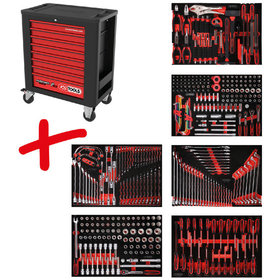 KSTOOLS® - Performanceplus Werkstattwagen-Satz P15 mit 399 Werkzeugen für 6 Schubladen