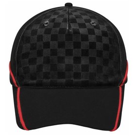 James & Nicholson - Embossing Cap MB6560, schwarz/rot, Einheitsgröße