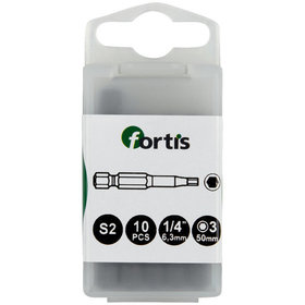 FORTIS - Bit 1/4" DIN 3126 E6,3 Hex 3x50 10 Stück