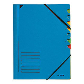 LEITZ® - Ordnungsmappe 39070035 DIN A4 7 Fächer farbig Karton blau