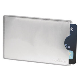DURABLE - Kreditkartenschutzhülle, 54x86mm, metallic-silber, Pck=10 Stück, 890023