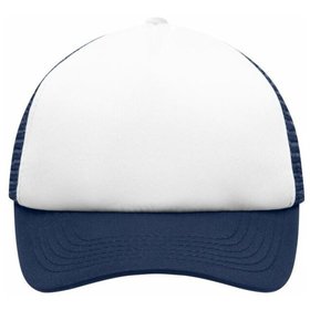 James & Nicholson - 5 Panel Kinder Mesh Cap MB071, weiß/navy-blau, Einheitsgröße