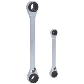 KSTOOLS® - 4 in 1 GEARplus umschaltbar Doppel-Ratschenringschlüssel-Satz, 2-teilig 8-19mm