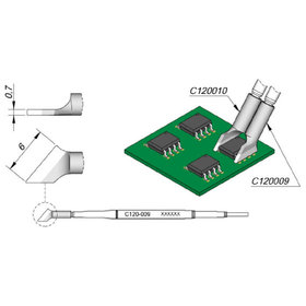 JBC - Entlötspitze Serie C120 für Dual-In-Line, C120009/6,0mm, schräg, rechts