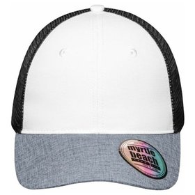 James & Nicholson - 6 Panel Melange Mesh Cap MB6244, weiß/grau-melange/schwarz, Einheitsgröße