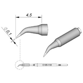 JBC - Lötspitze Serie C105, Rundform, C105118/ø0,1mm, gebogen