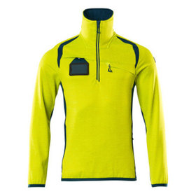 MASCOT® - Fleecepullover mit kurzem Reißverschluss - ACCELERATE SAFE - hi-vis Gelb/Dunkelpetroleum, Gr. S