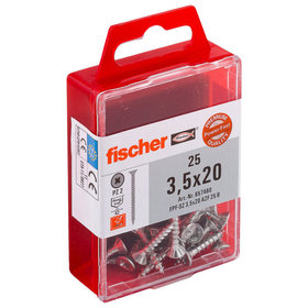 fischer - Spanplattenschraube Power-Fast, Senkkopf, Edelstahl A2, VG, PZ 3,5x20