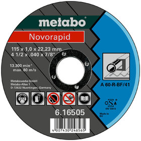 metabo® - Novorapid 115 x 1,0 x 22,23 mm, Stahl, Trennscheibe, Form 41 (616505000)