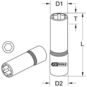 KSTOOLS® - 1/4" Sechskant-Stecknuss, lang, 5mm