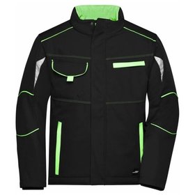 James & Nicholson - Winter Workwear Softshell Jacke JN853, schwarz/lime-grün, Größe L