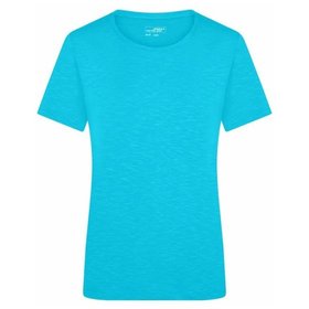 James & Nicholson - Damen Active Slubshirt Rundhals JN749, türkis, Größe S