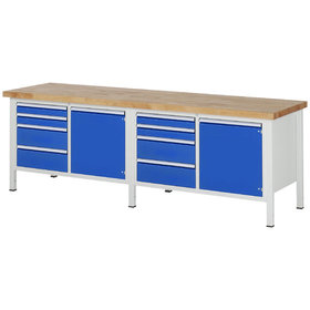 RAU. - Werkbank Modell 8470, 2x4 Schubladen L, 2x1 Tür, 2500 x 700 x 840mm