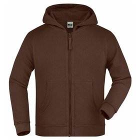 James & Nicholson - Kinder Kapuzenjacke French Terry JN059K, braun, Größe L