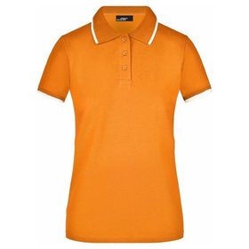 James & Nicholson - Damen Poloshirt Piqué JN934, orange/weiß, Größe XL