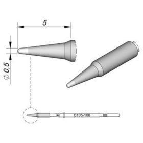 JBC - Lötspitze Serie C105, Rundform, C105106/ø0,5mm, gerade