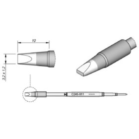 JBC - Lötspitze Serie C245 Meißelform, C245911/3,2 x 1,2mm, gerade, High Thermal