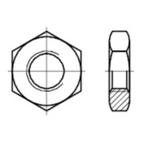 flache Sechskantmuttern, DIN 439 Form B Messing blank M3