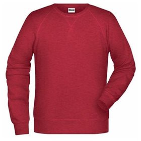 James & Nicholson - Herren Raglan Sweatshirt 8022, karmin-rot-melange, Größe 3XL