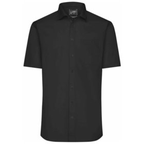 James & Nicholson - Kurzarm Herrenhemd Oxford JN688, schwarz, Größe S