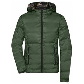 James & Nicholson - Damen Kapuzen Daunenjacke JN1151, oliv/camouflage, Größe XS