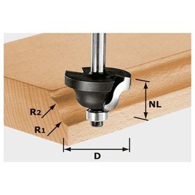 Festool - Doppelradienfräser Schaft-ø8mm HW ø38,1/R6,35/R6,35